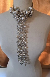 " Pearls In Harmony" Statement Necklace Cluster Multi Color Pearls - Picture 1 of 3