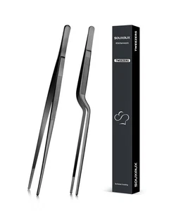 10-inch Cooking Tweezer and Offset Tweezer Set, Tongs Precision Serrated Tips... - Picture 1 of 7