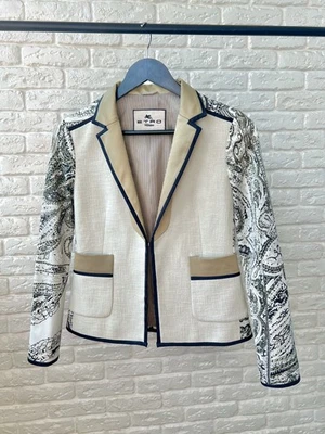 Chaqueta Blazer ETRO Milano Estampada Marfil Para Mujer Talla 38 Italia Foto 1 de 4