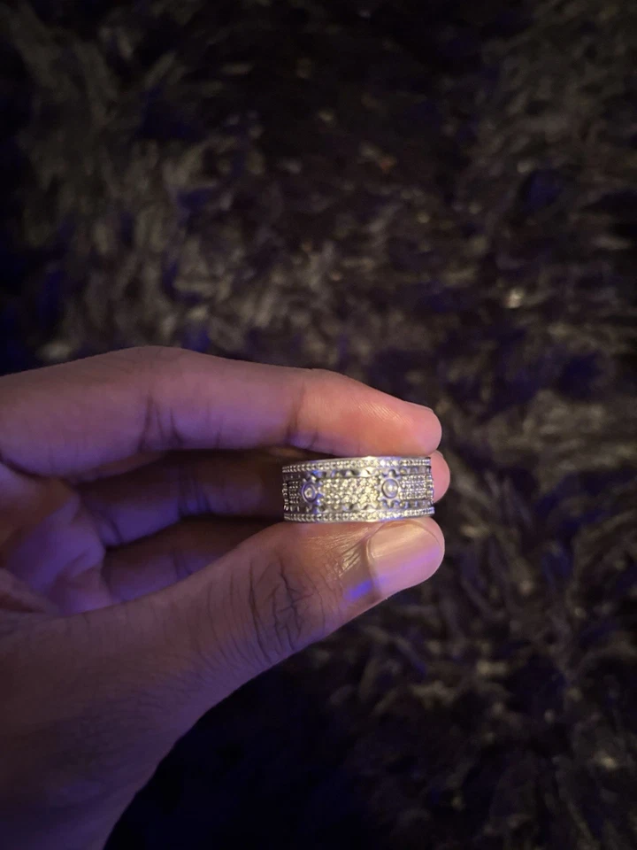 Stainless Steel Fidget Spinner Gear Men's Ring with Moissanite Women's Jewelry - Image 1 of 3