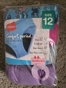 Hanes Comfort Period Hipster Panties Size 12 Girls 4 Pack NIP - Picture 1 of 2