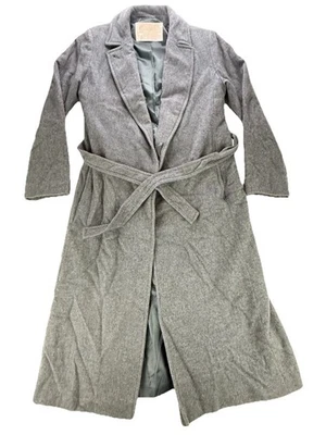 Vtg Pendleton Virgin Wool Wrap Trench Coat Women's Medium Gray Herringbone - Image 1 of 4