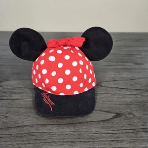 Disney Parks Disneyland Minnie Mouse Red Polka Dot Cap Hat w/Bow/Ears Youth NEW - Picture 1 of 5