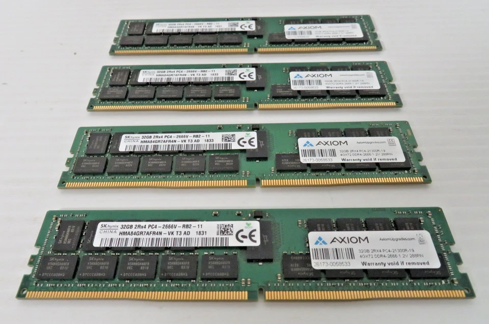 SK Hynix 128GB (4x 32GB) 2Rx4 PC4-2666V DDR4 ECC RAM HMA84GR7AFR4N-VK - Image 1 of 3