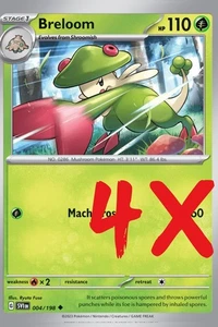 4X Juego Base Pokémon TGC Breloom 004/198 Escarlata y Violeta Inglés 2023 Casi Nuevo - Imagen 1 de 1