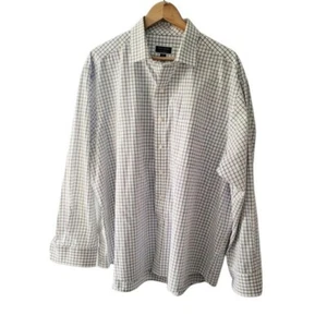 Club Room Window Pane Plaid Button Down Men's Shirt Size 18.5 Performance - Picture 1 of 5