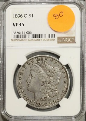 1896 O Morgan Silver Dollar NGC VF 35 Very Fine #1-006 - Image 1 of 2