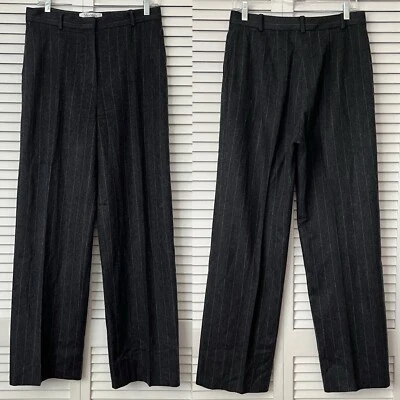 MaxMara Gris Rayas Lana y Angora Conejo Vestido Pantalones, Pierna Recta, Talla US10 Foto 1 de 4
