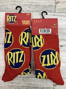 2 Pair of Ritz Crackers Novelty Food Crazy Socks Unisex Mens Size 6-12 New - Picture 1 of 3