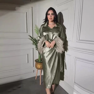 Two Piece Women Blouse Top Wrap Skirt Set Muslim Outfits Evening Dubai Gown Prom - Picture 1 of 11