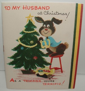 Multi-pg. - Bunny Husband & Wife - 1950's Vintage GIBSON Christmas Greeting Card