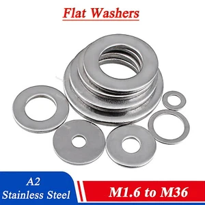 M1.6 M2 M3 M4 M5 M6 M8-M36 FORM C Flat Washers A2 Stainless Steel Wider Large - Picture 1 of 10