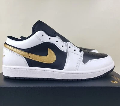 Air Jordan 1 низкий золотой Swoosh мужской размер 12 туфли 553558-172 новый - Изображение 1 из 4