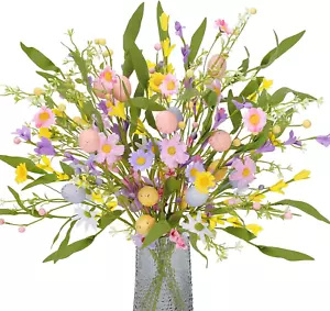 6 PCS 20 Inch Easter Decorations Easter Egg Flowers Stem Artificial Spring Flora - Picture 1 of 15