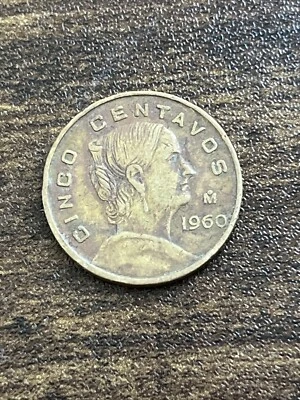 Moneda real de los Cinco Centavos de México 1960 TK6577* Foto 1 de 3