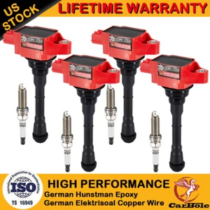 4X Ignition Coil & 4X Laser Iridium Spark Plug for Nissan Juke 1.6L Turbo UF659 - Picture 1 of 15