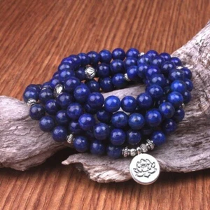 Mala Beads 108 Necklace Charm Bracelets Lapis Lazuli Prayer Rosary Necklace - Picture 1 of 4