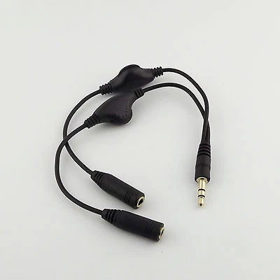 1x Audio Y Splitter Adapter Cable to 3.5mm 1/8" Stereo Plug With Volume Controls - Image 1 of 4