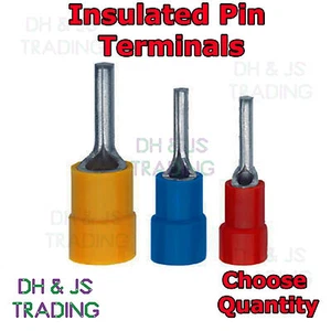 Insulated Pin Terminals Electrical Splice Crimp Connector Wiring 9mm 12mm 14mm - Picture 1 of 7