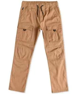 Ring of Fire Barry Twill Cargo-Pocket Pants Big Boys M Dull Gold Elastic Waist - Picture 1 of 16