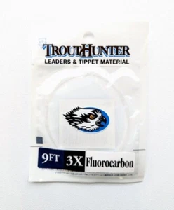 TROUTHUNTER 9' FOOT 3X FLUOROCARBON FLY FISHING LEADER W/ MICRO PERFECTION LOOP - Picture 1 of 1