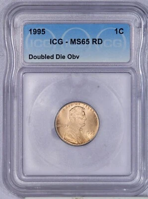 1995 Lincoln Cent 1c ICG MS65 RD - DDO Doubled Die Obverse! - Image 1 of 2