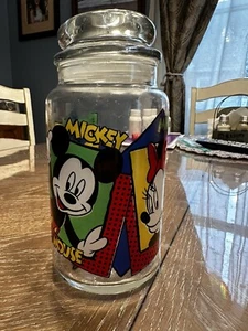 Vintage Disney Anchor Hocking Candy Jar Mickey Mouse Minnie Donald Duck - Picture 1 of 5