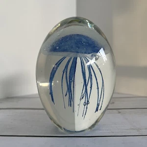 Dynasty Gallery Glass Paperweight Blue Jelly Fish 4” Tall Glow In The Dark-EUC - Picture 1 of 9
