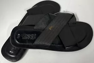 FRATELLI VANNI Men’s Black Leather Slide Sandals Size 45 / 11.5 Made In Italy - Picture 1 of 13