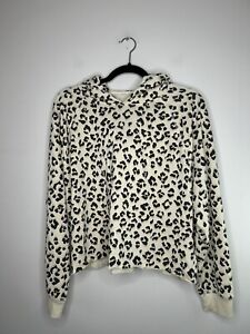 Lucky Brand Cheetah Animal Print Cropped Pullover Hoodie Leopard Size Large NWT