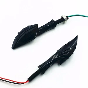 Black/Smoke Skull Hand LED Turn Signal Cruiser Chopper Street Sport Bike Custom - Picture 1 of 6