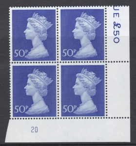 1970 50p Dezimal Maschinenzylinder 20 Post Office Phos Papier UNMONTIERT POSTFRISCH - Bild 1 von 1