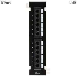 12-Port Cat6 Patch Panel Vertical RJ45 Type 110 Rack Mountable 10" x 2.25" - Afbeelding 1 van 3