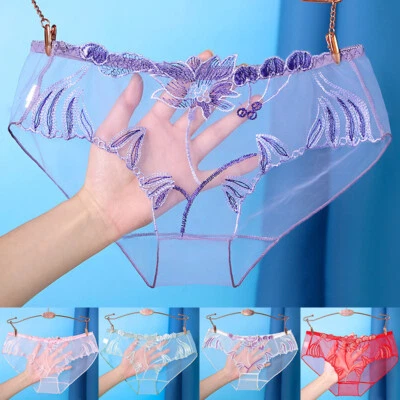 Womens Sexy Underwear See Through Lingerie Mesh Briefs Lace Panties Knickers ↕ - Image 1 of 4