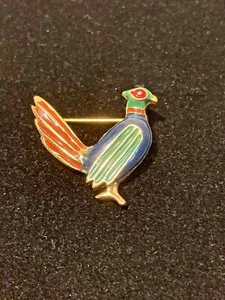Vtg Dotty Smith Signed Colorful Enamel Gold Tone Bird ROADRUNNER Pin Brooch - Picture 1 of 3