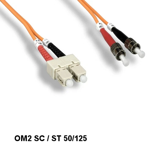 5m/16.40ft OM2 SC/ST Duplex 50/125 Multi-Mode Fiber Optic Patch Cable Data OFNR - Image 1 of 1