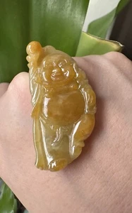 Natural Burmese Jadeite Jade Laughing Buddha Pendant - Picture 1 of 10