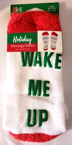 DEI Wake Me Up When It's Christmas HOLIDAY MESSAGE SOCKS – 1 pair - One Size - Picture 1 of 2