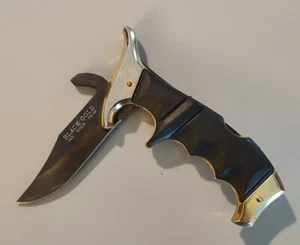 Black Gold 24k Gold Trim Folding Knife Blade Made Japan Ergonomic No Slip Grip - Picture 1 of 10
