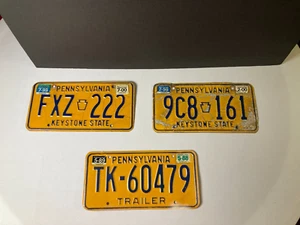 vintage Pennsylvania License plates lot of 4 Yellow and Blue keystone state - Picture 1 of 5