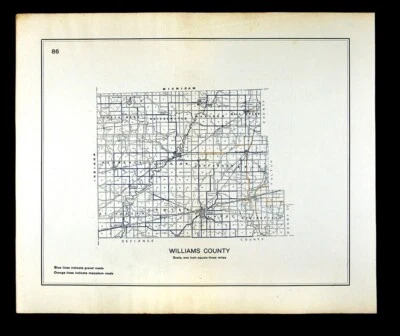 Mapa de ruta de la autopista Ohio 1910 condado de Williams Bryan Montpelier pionero Edon Stryker Foto 1 de 4