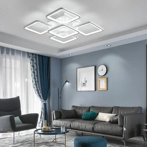 Modern Square Ceiling Light LED Acrylic Chandelier Living Room Lighting Fixture - Picture 1 of 12