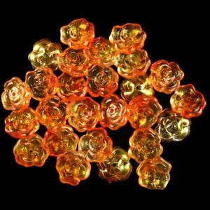 15pcs Orange Titanium Crystal Carved Flower Pendant Bead 13x13x5mm 1069SJ