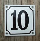 HOUSE NUMBER 10 CLASSIC ENAMEL SIGN, BLACK No.10 ON A WHITE BACKGROUND. 10x10cm.