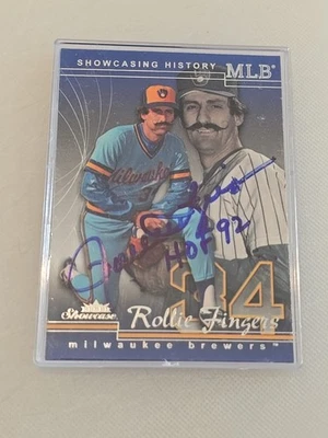 Tarjeta autógrafa Rollie Fingers con inscripción HOF 92 Foto 1 de 2