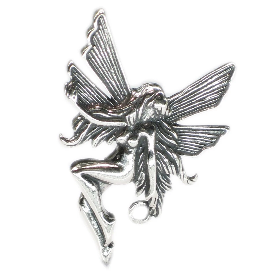 Ciondolo fata in argento sterling con anello a goccia .925 x 1 ciondoli fate! - Immagine 1 di 4