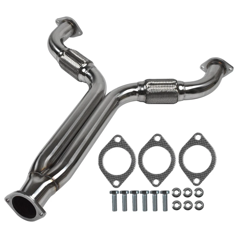 Tubo en Y flexible de acero inoxidable compatible con 350Z Z33 G35 V35 350GT VQ35DE 2003-2008 EE. UU. Foto 1 de 4