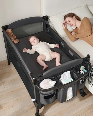 4 in 1 Baby Bassinet Bedside Sleeper, 4 Functions Crib, Playard, Portable Cha... - Image 1 of 4