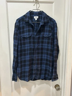 Camisa Sonoma Para Hombre Grande Azul Marino y Negra Franela a Cuadros Abotonada Exterior Foto 1 de 4