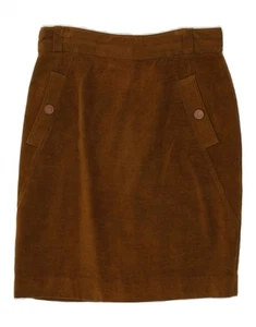 VINTAGE Womens Pencil Skirt UK 14 Large W32 Brown Cotton AI05 - Picture 1 of 3